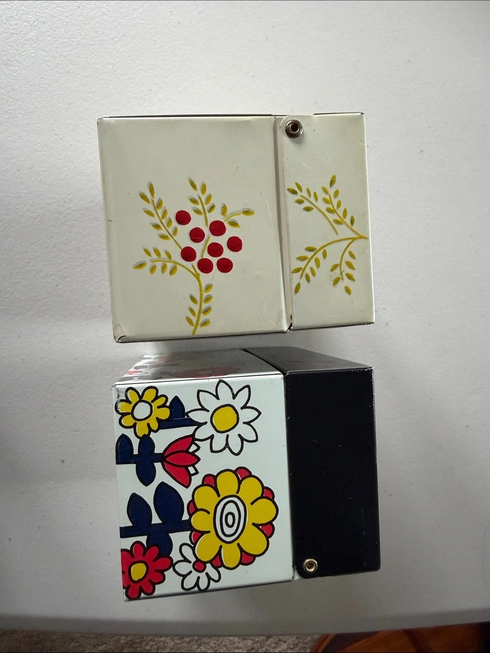 Floral Decorative Storage Box - White with Multicolor Flower Print
